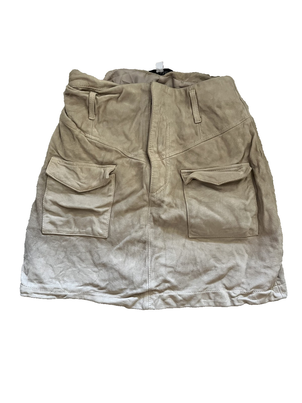 Women's Intermix Size 00 Beige Genuine Goat Suede Lined 14" Skirt Classics